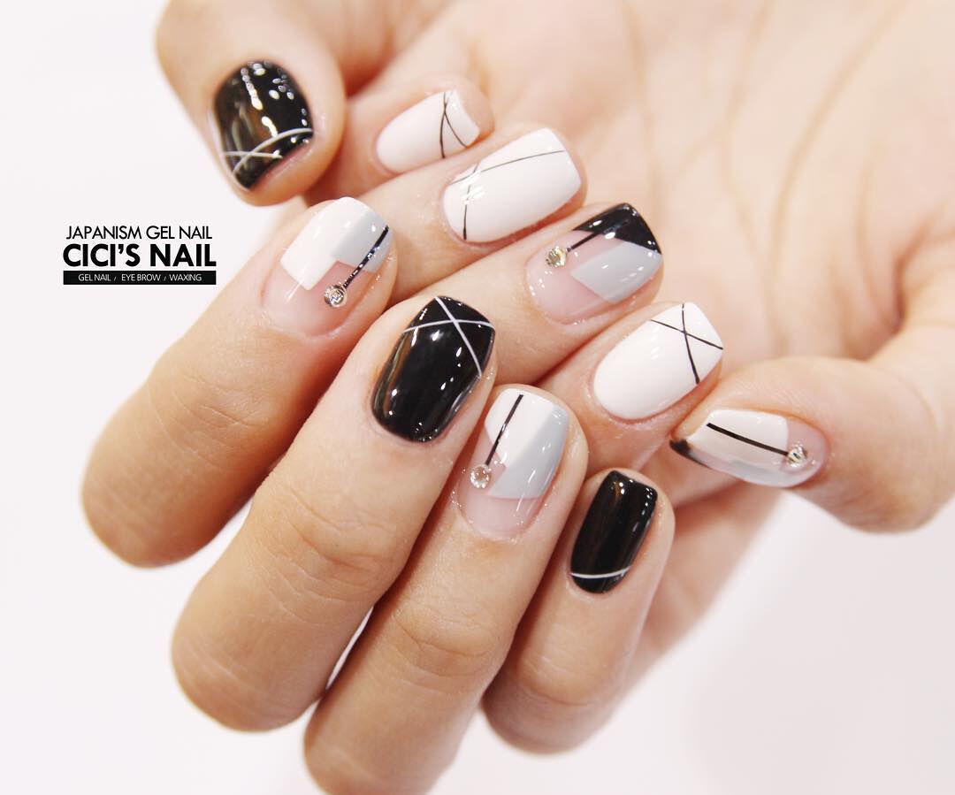 Black and Silver Geometric Nail Art - wide 3
