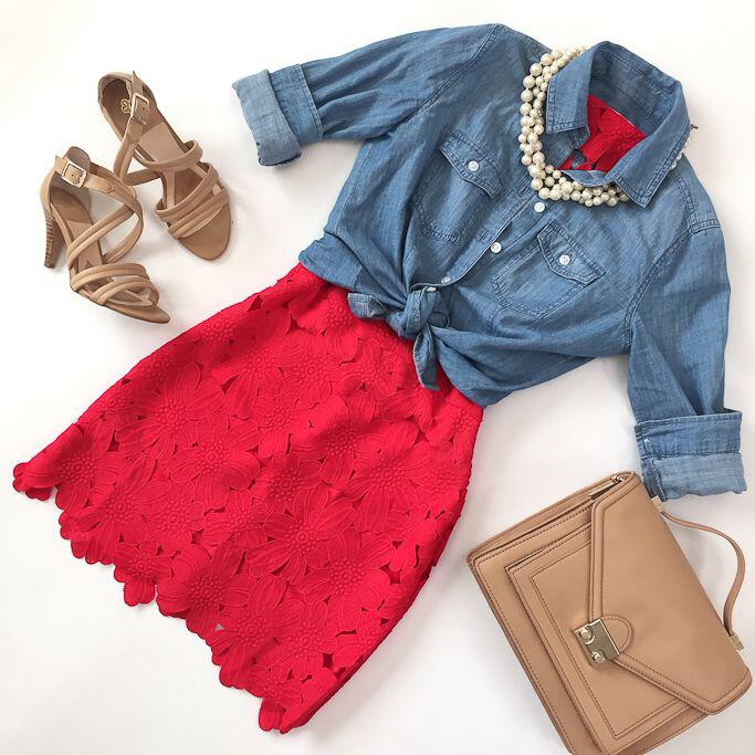 casual red dress outfit