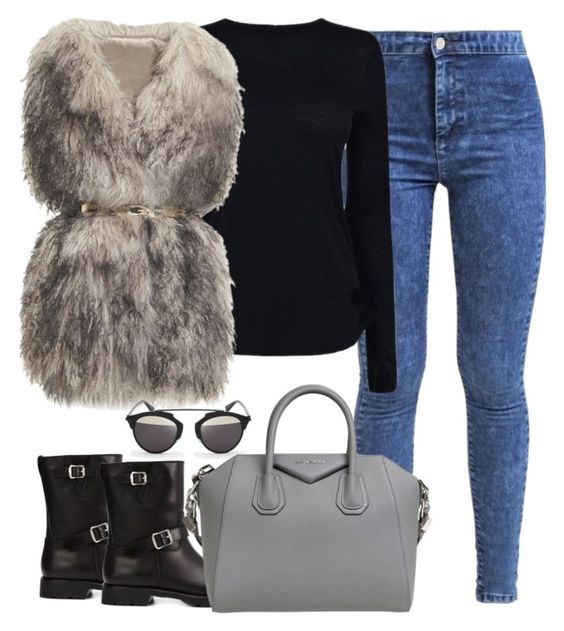 Casual winter outfit with gray bag by blossomfade on Polyvore featuring Helmut Lang, PINGHE, Miss Selfridge, Yves Saint Laurent, Givenchy and Christian Dior