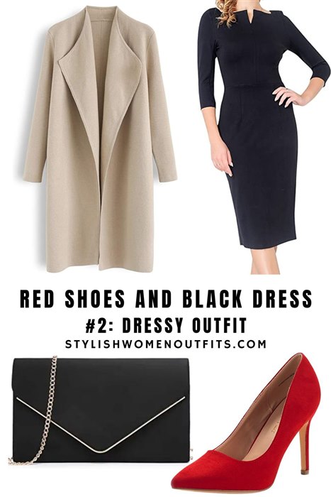 black dress red heels
