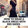 how to wear Red Shoes and Black Dress