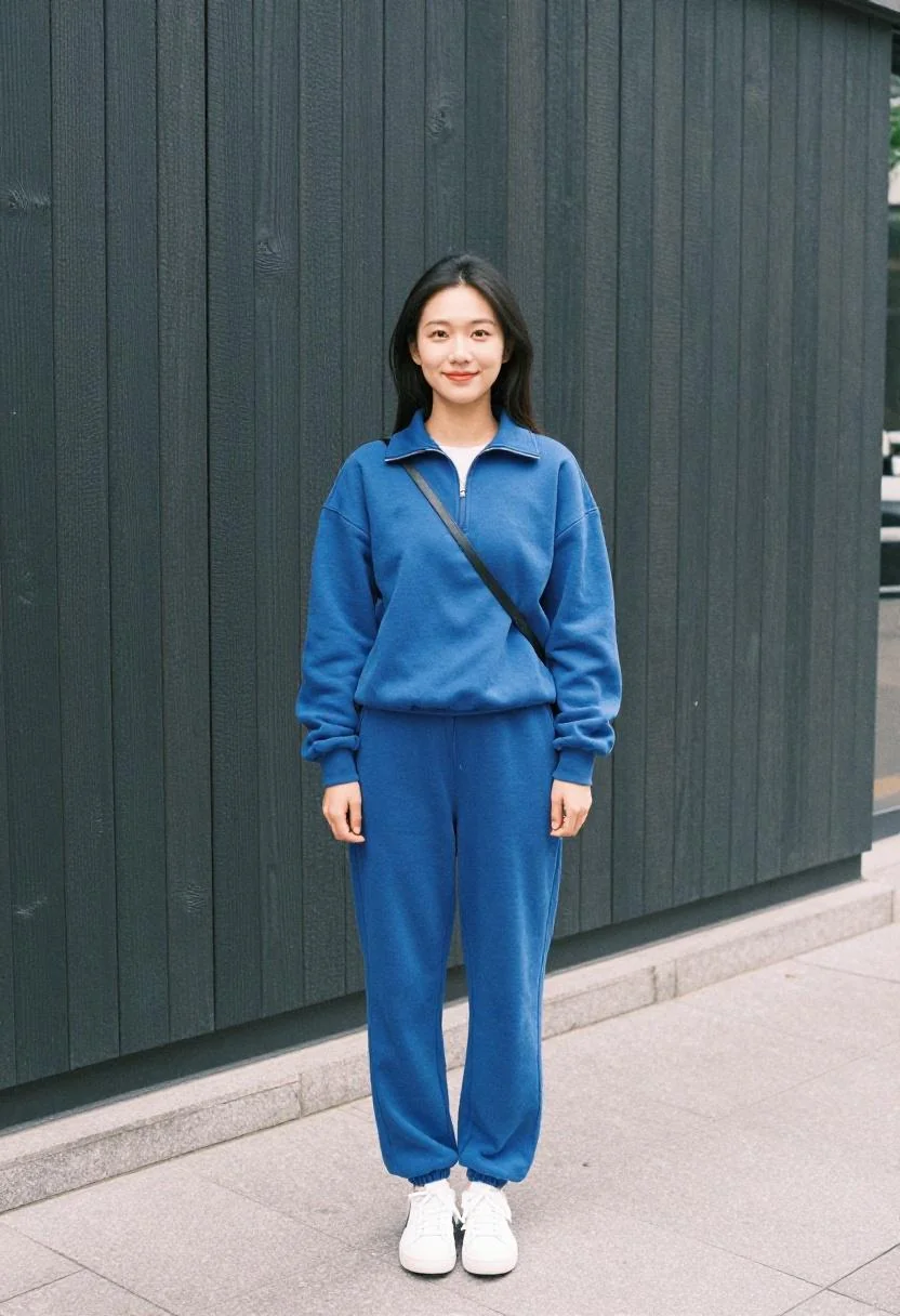 Cobalt blue matching jogger set for state testing day comfort