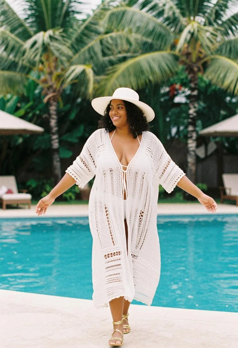 White crochet cover-up dress for Freaknik Bali pool party